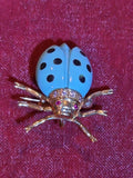18k Yellow Gold With Diamond Pave Enamel Ladybug Brooch