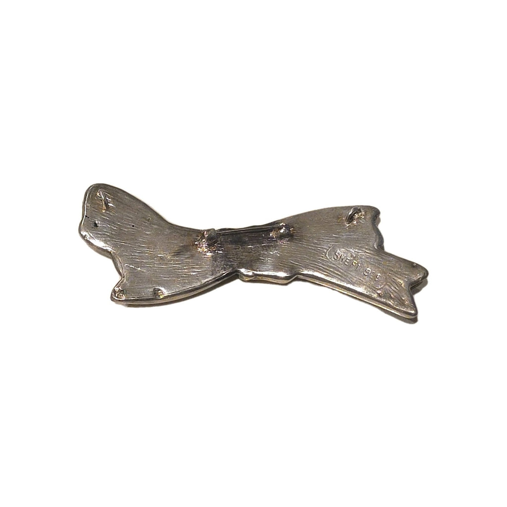 SHEFI ISRAEL 925 Silver  Vintage Shiny Sculpted Bow Brooch Pin