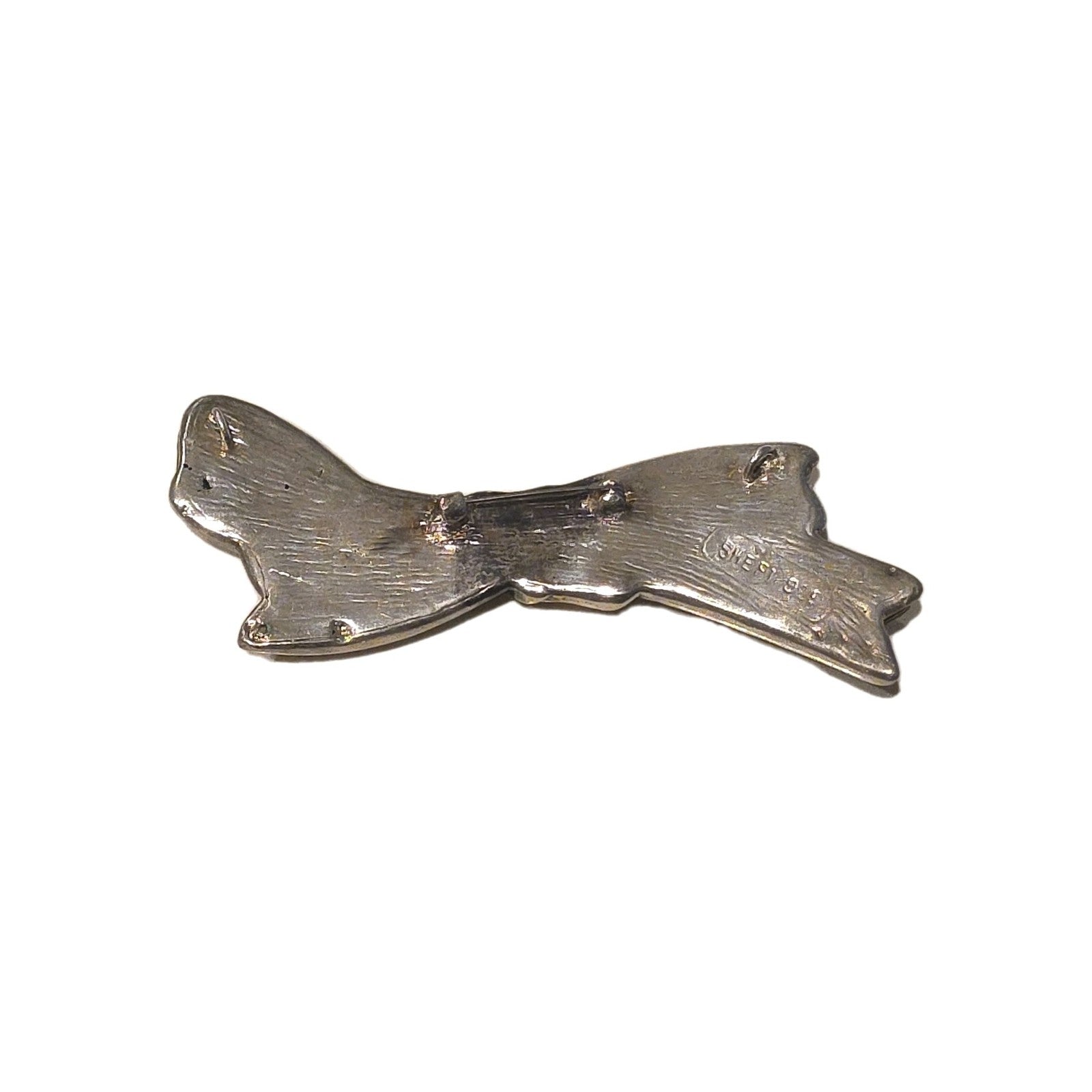 SHEFI ISRAEL 925 Silver  Vintage Shiny Sculpted Bow Brooch Pin