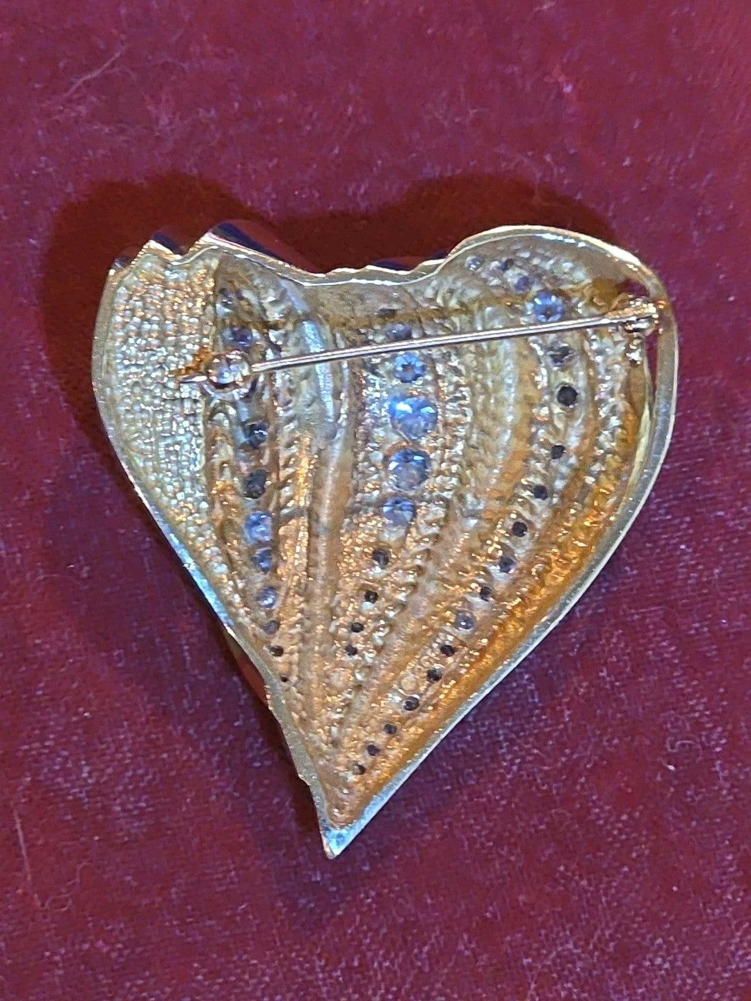 Huge 2ct Diamonds 14k Yellow Gold Heart Pin Brooch Pendant