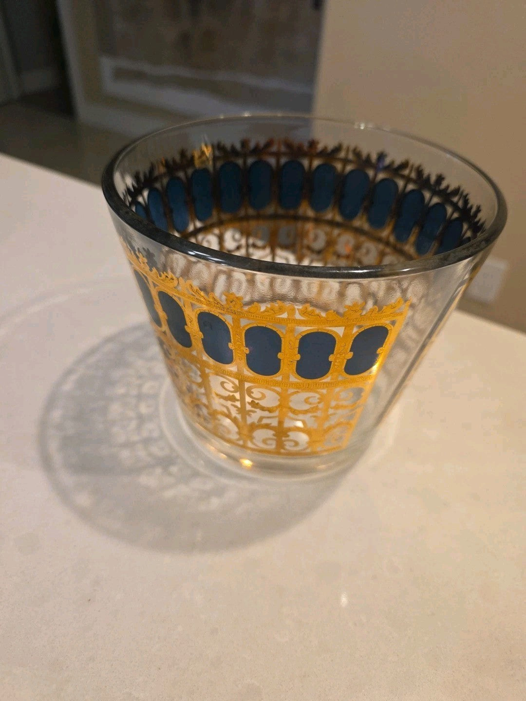 Vintage Culver's 22k Gold Green Azure Scroll Ice Bucket