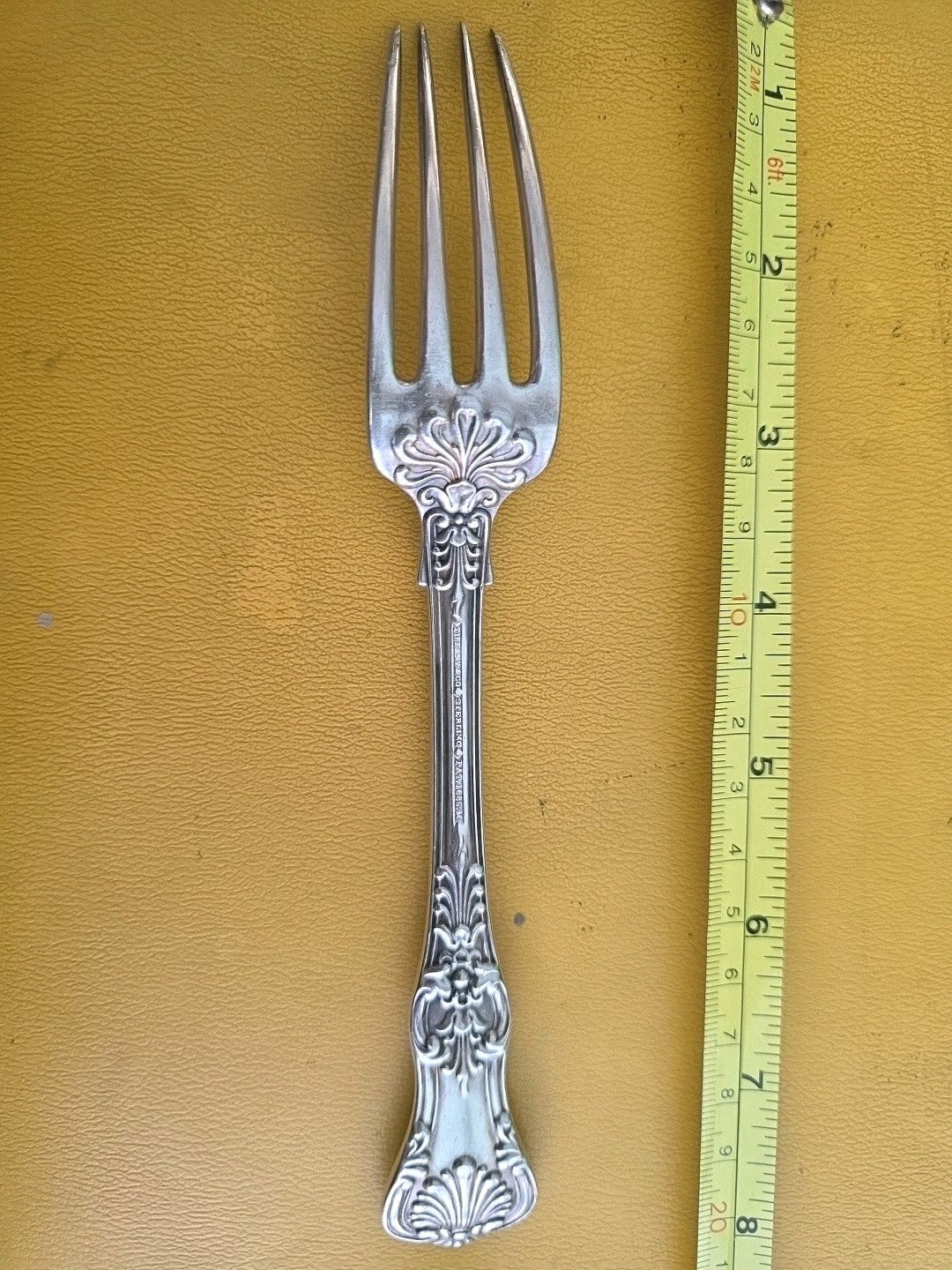 TIFFANY ENGLISH KING STERLING SILVER DINNER FORK - GOOD CONDITION MONOGRAM