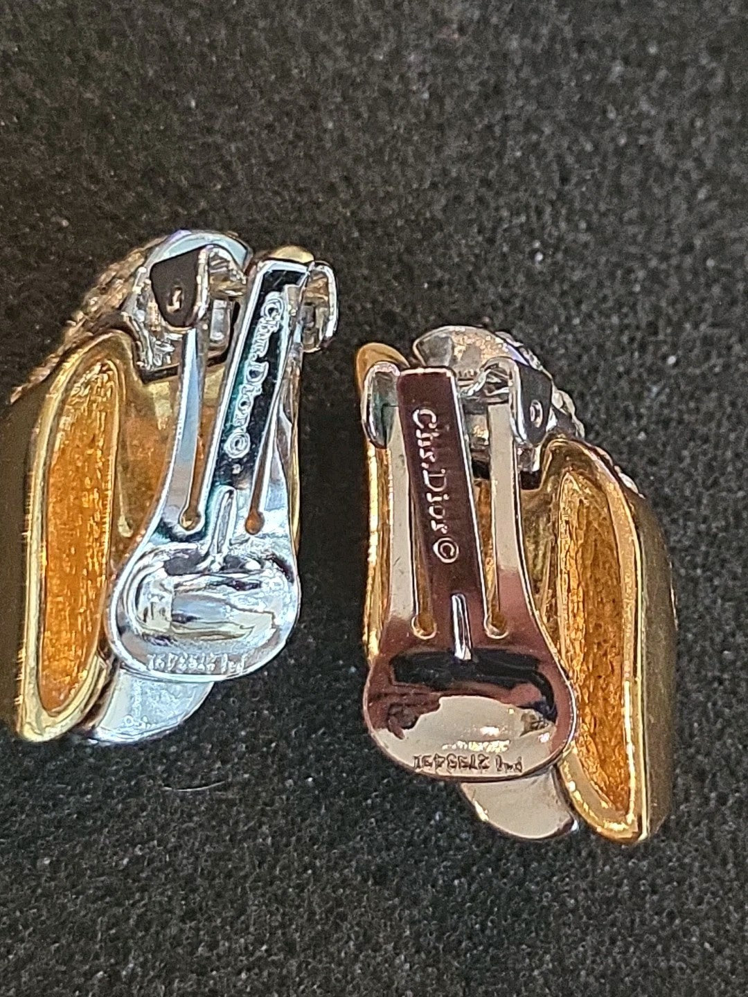 SIGNED CHRISTIAN DIOR GOLDTONE PAVE CRYSTAL EARRINGS ~ SO SPARKLY!