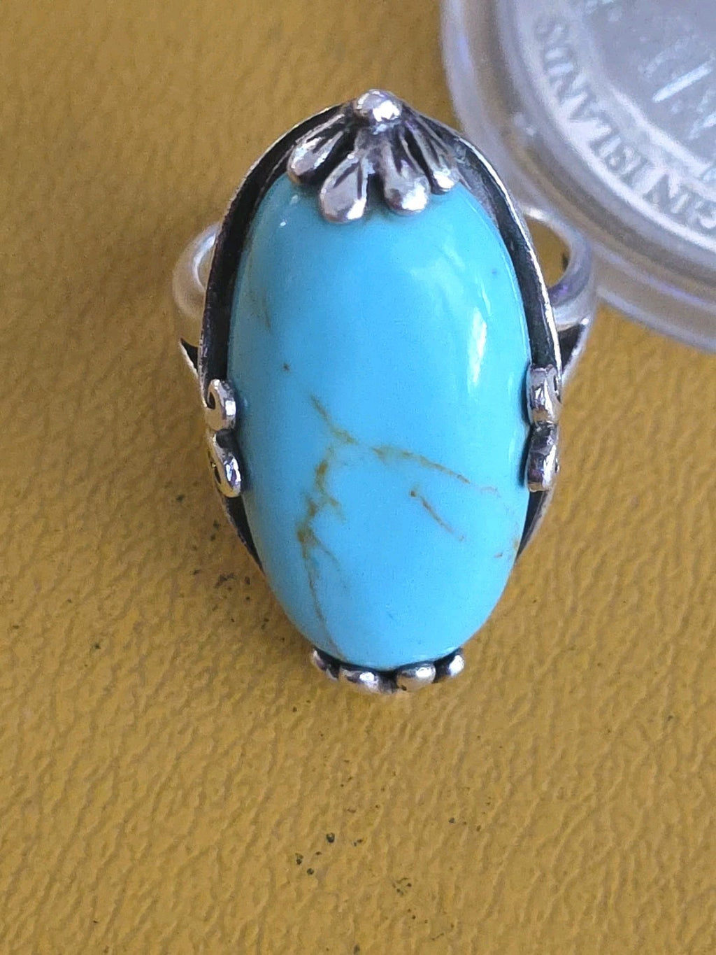 Vintage Sterling Silver Turquoise Ring Size 9