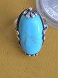 Vintage Sterling Silver Turquoise Ring Size 9