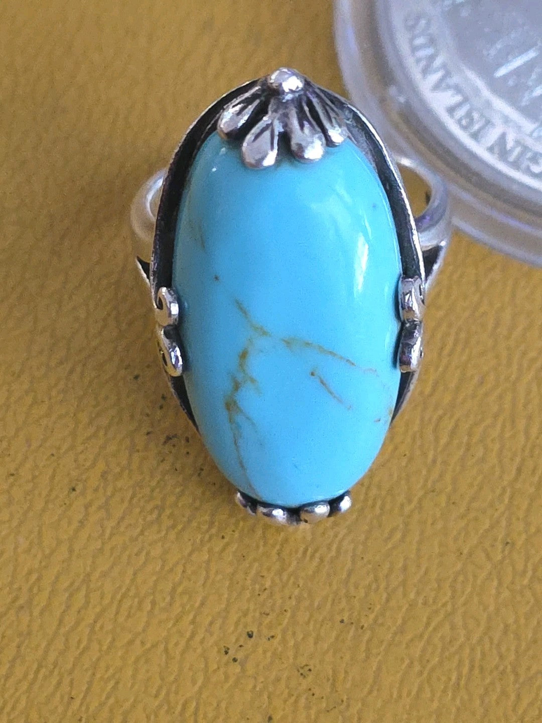 Vintage Sterling Silver Turquoise Ring Size 9