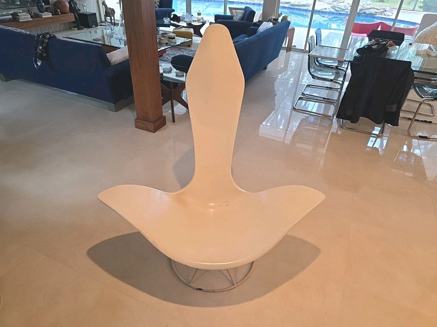 Midcentury White Tulip Chair Erwin & Estelle Laverne for Laverne International