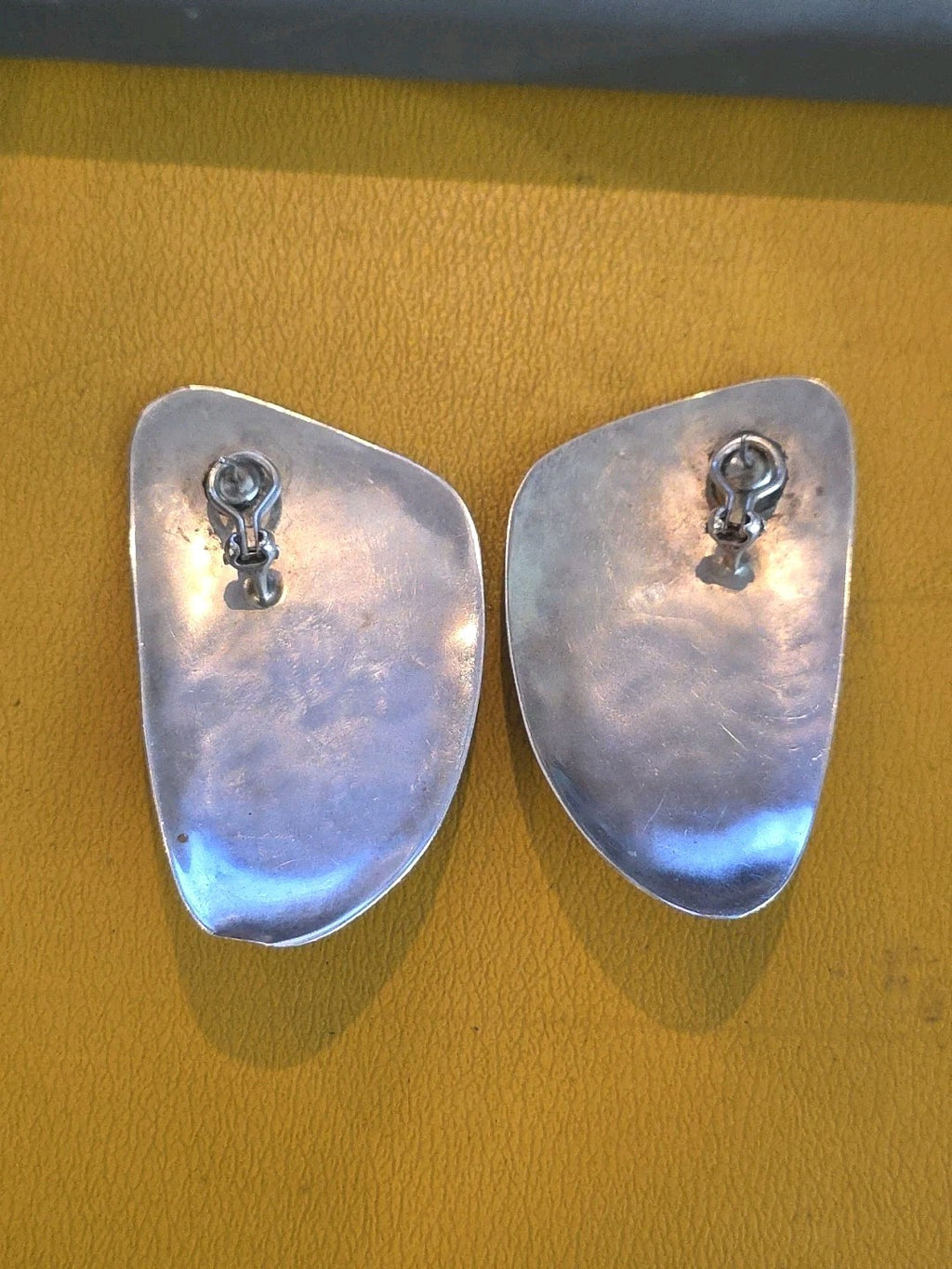 VTG Onyx Sterling Silver Earrings Angular Post Southwest Native American