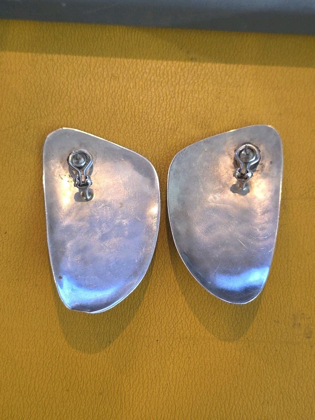 VTG Onyx Sterling Silver Earrings Angular Post Southwest Native American
