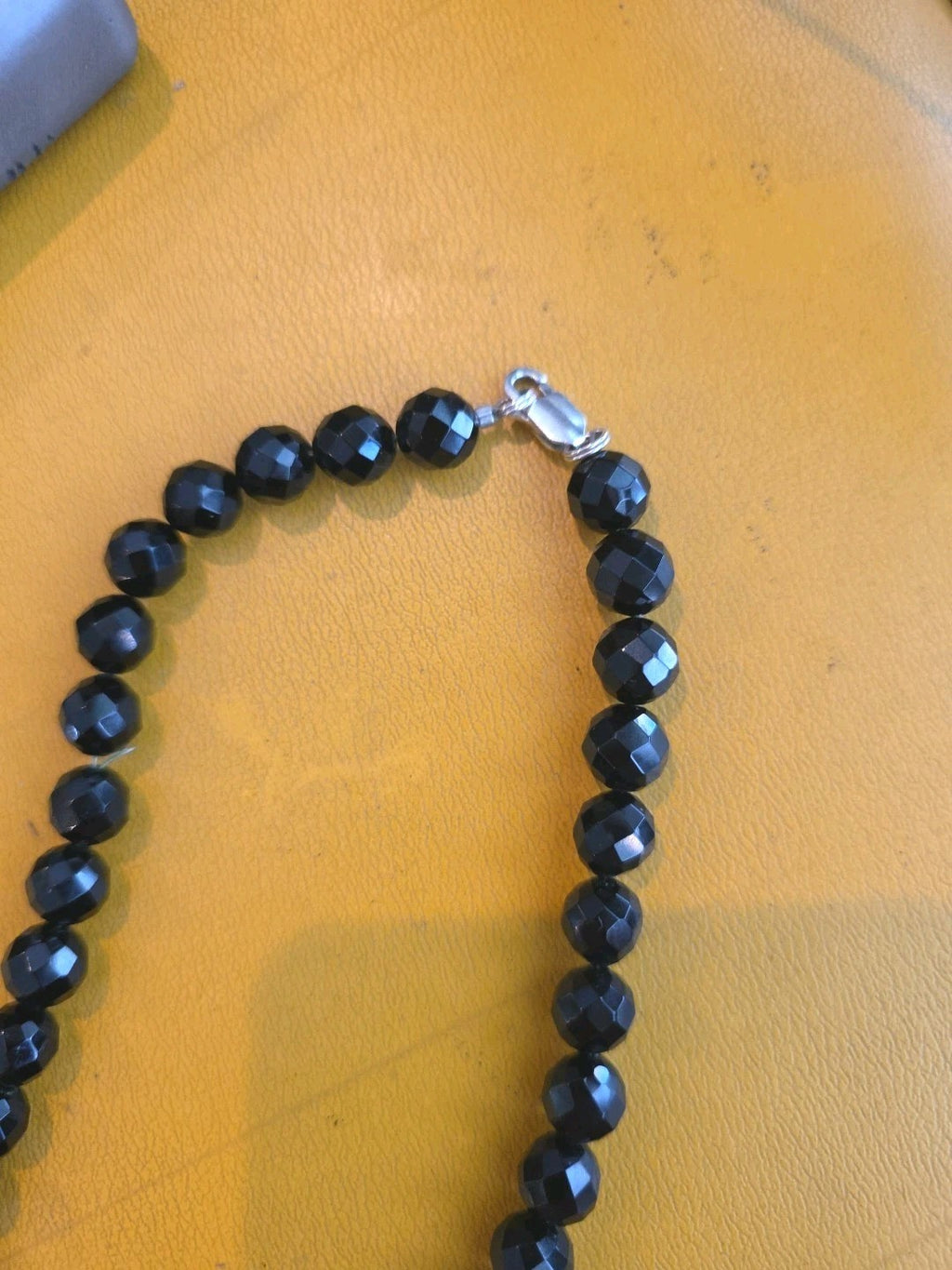 Vintage Art Deco Silver Locket W Silver Clasp 925 Stamped With Black Onyx Beads