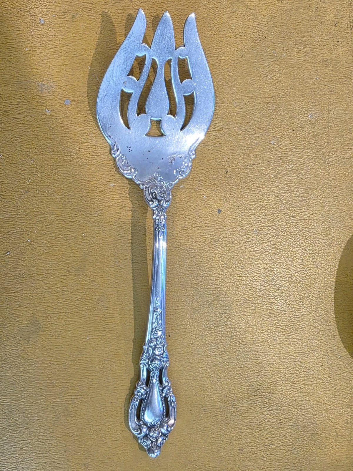 Lunt Sterling Silver Small Solid Cold Meat Serving Fork 7 3/4" Eloquence Pattern