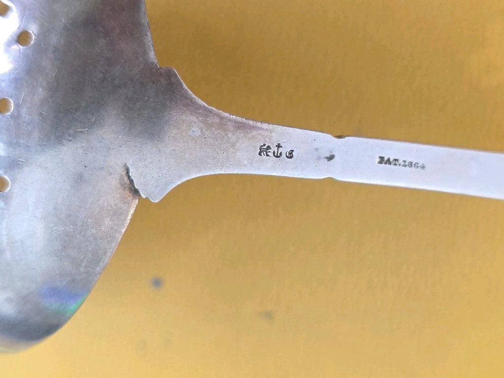 Antique Sterling Silver Gorham Medallion Pierced Berry Ladle