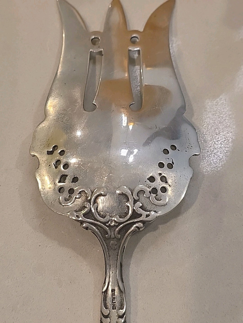 Regent by Durgin Sterling Silver Salad Serving Fork Pierced 9 1/2"