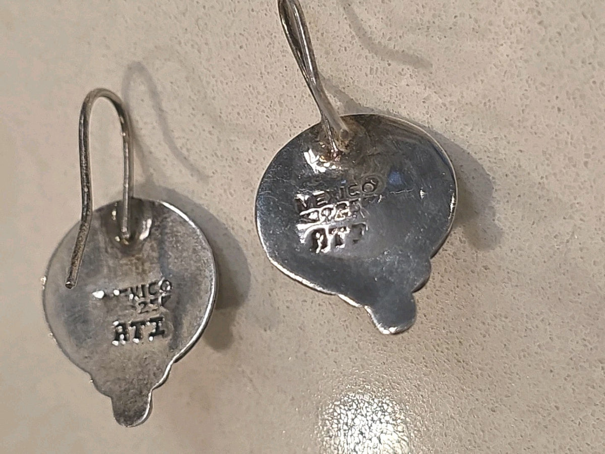 Vintage TAXCO ATI Dome Sterling Silver Button Earrings