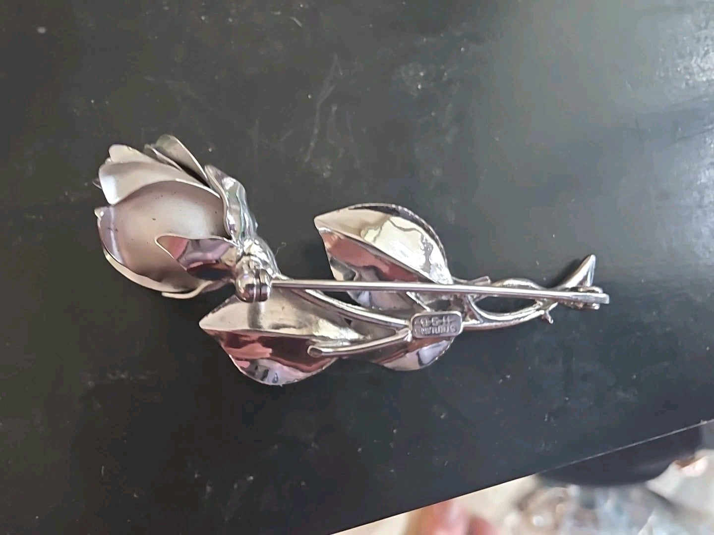 Vintage Signed HSB Harry S Bick 925 Sterling Silver Rose Brooch Pin