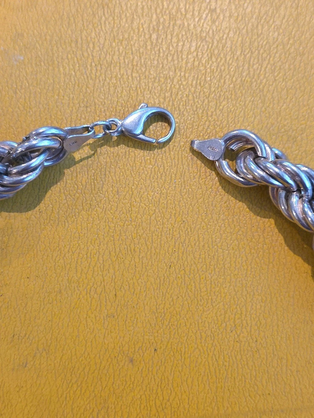 925 Italy Sterling Silver Vintage  Double Twisted Rope Chain Necklace 16 1/2"
