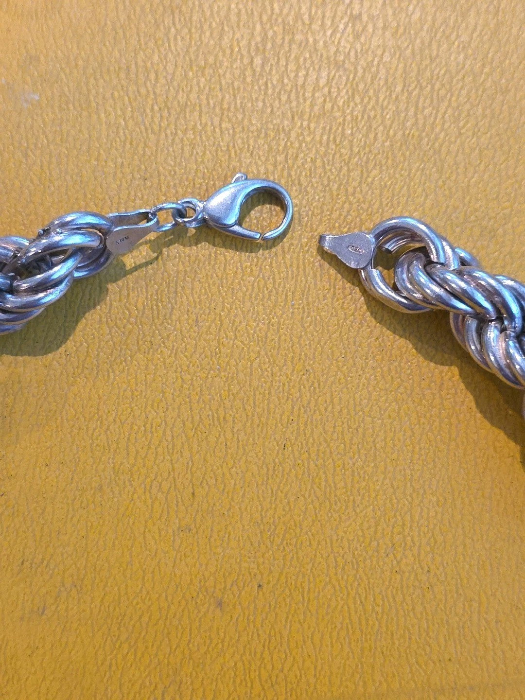 925 Italy Sterling Silver Vintage  Double Twisted Rope Chain Necklace 16 1/2"