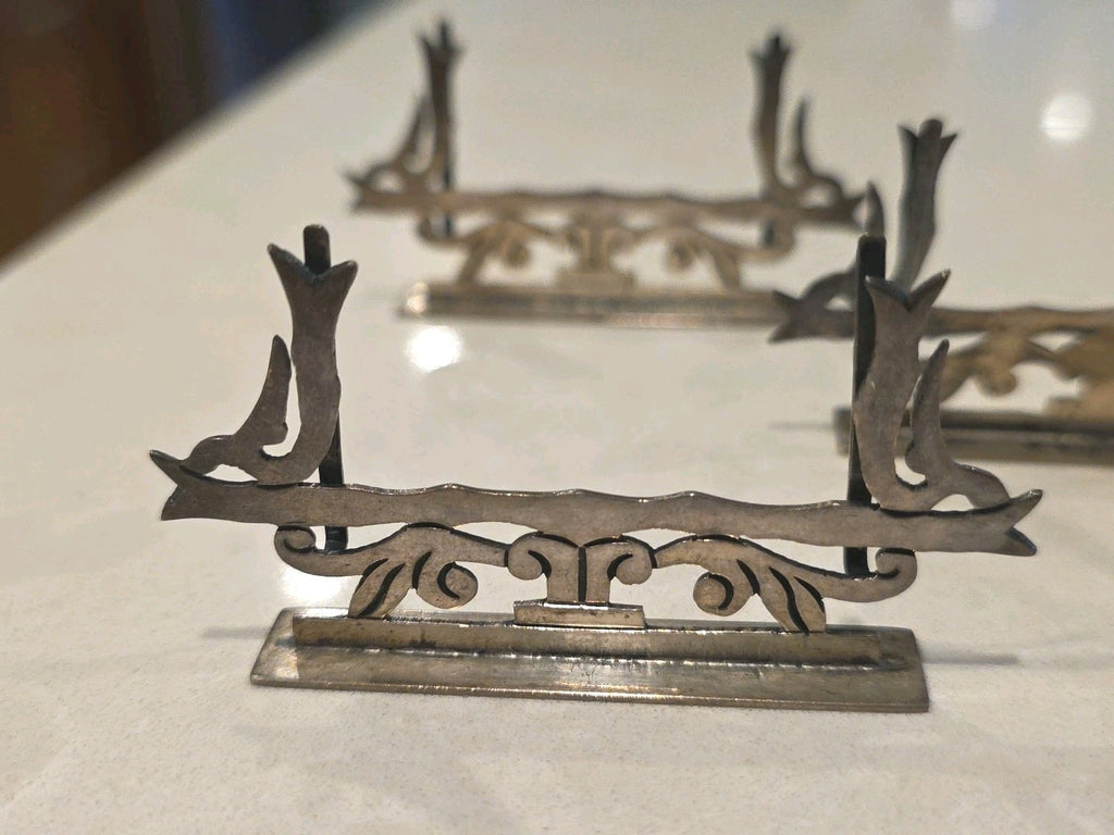Lot of 6 Taxco Antique Sterling Silver Menu Place Card Holders