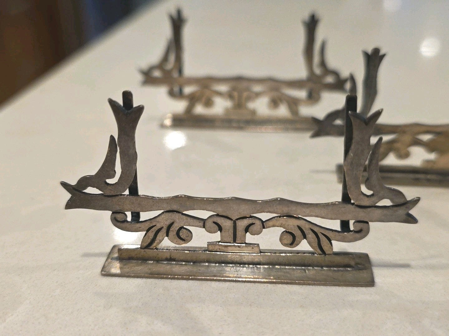 Lot of 6 Taxco Antique Sterling Silver Menu Place Card Holders