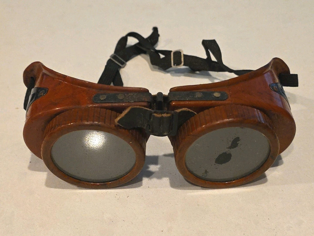 Vintage Jackson Products Burgundy Bakelite Welding Steampunk Original Goggles