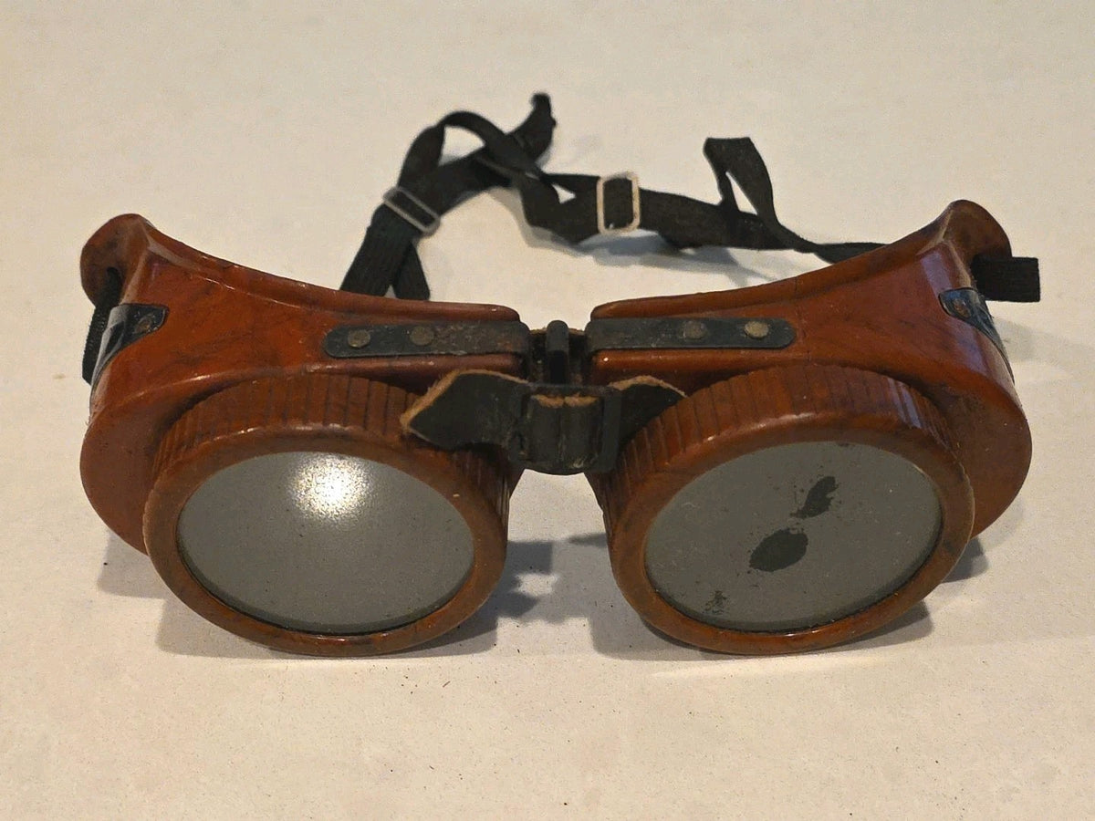 Vintage Jackson Products Burgundy Bakelite Welding Steampunk Original Goggles