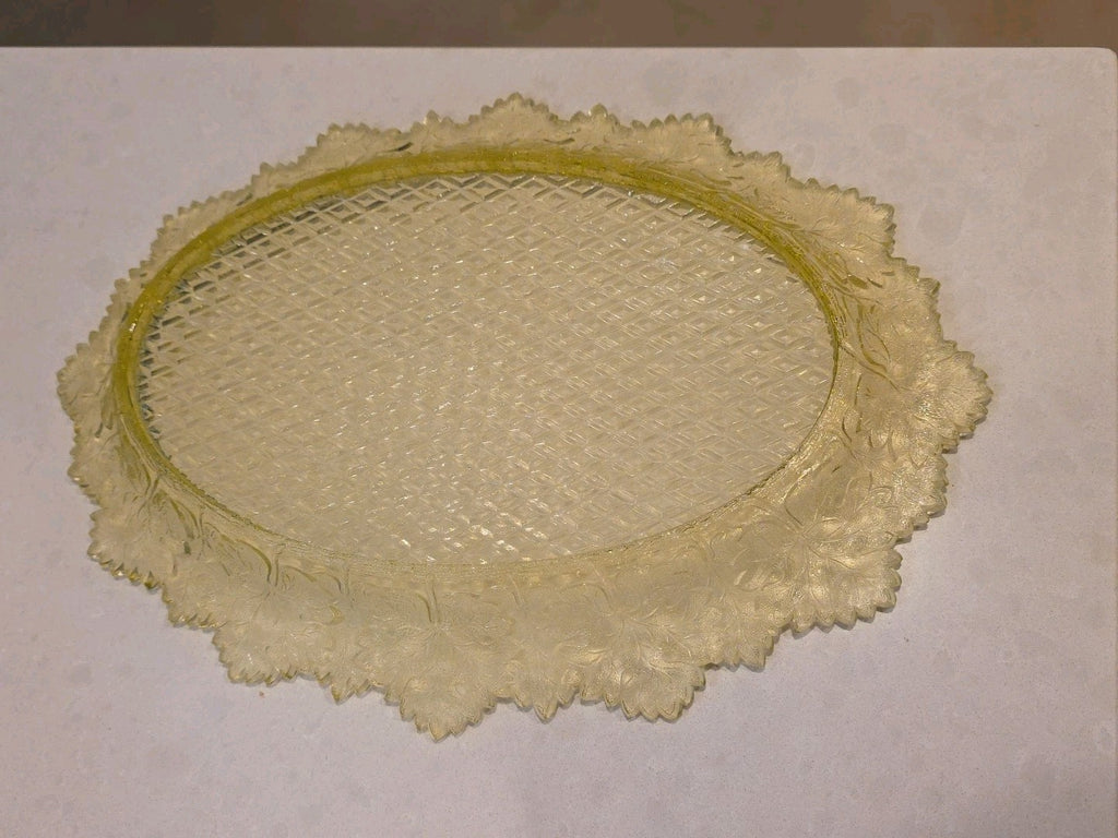 1880s Vaseline EAPG Gillinder & Son Maple Leaf Serving Plate Oval