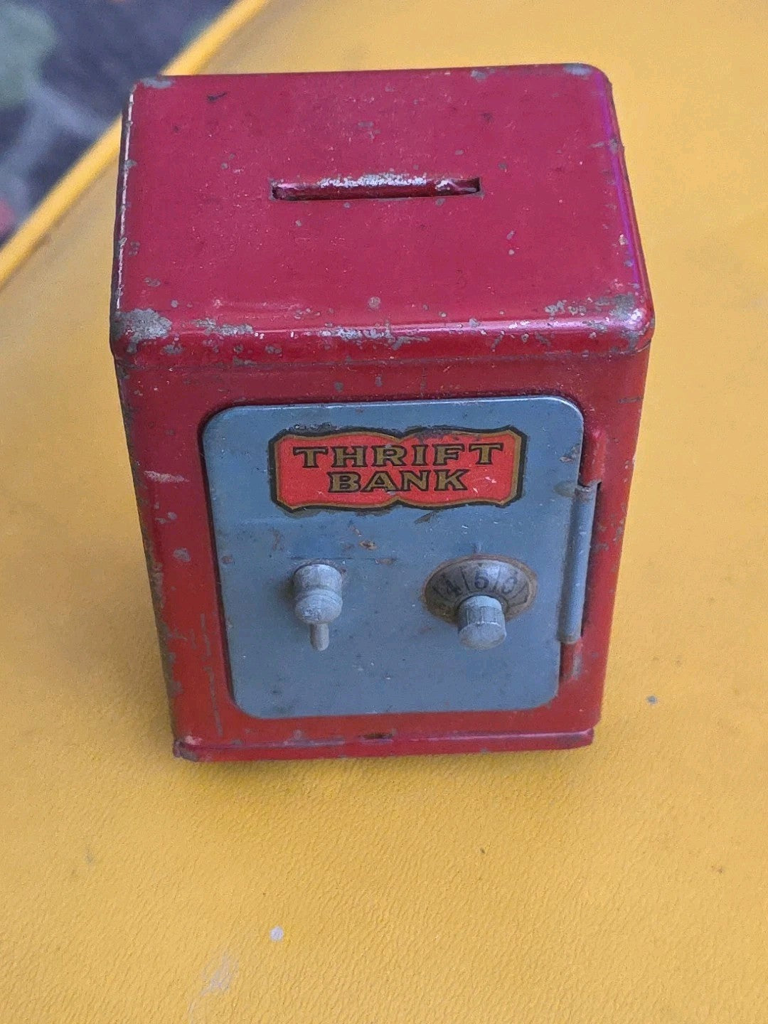 VINTAGE ADVERTISING MARX TOY "THRIFT DIAL SAFE BANK " COMBINATION  LOCK