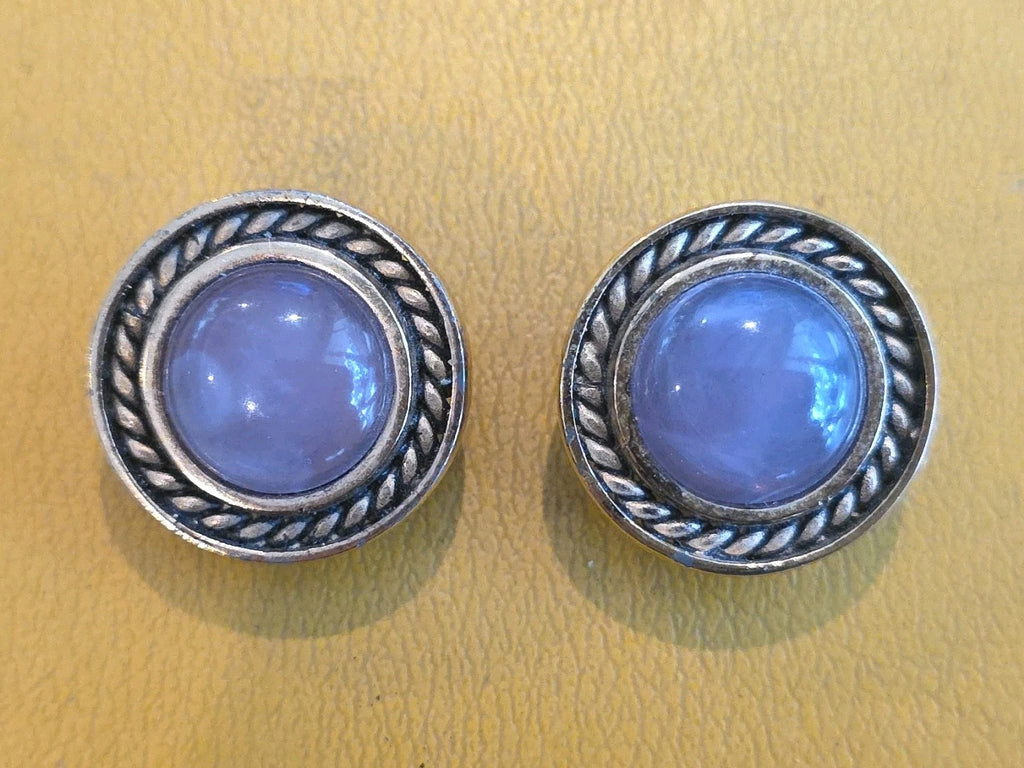 Vintage Gold Purple Glass Clip On Earrings SIGNED Ciner