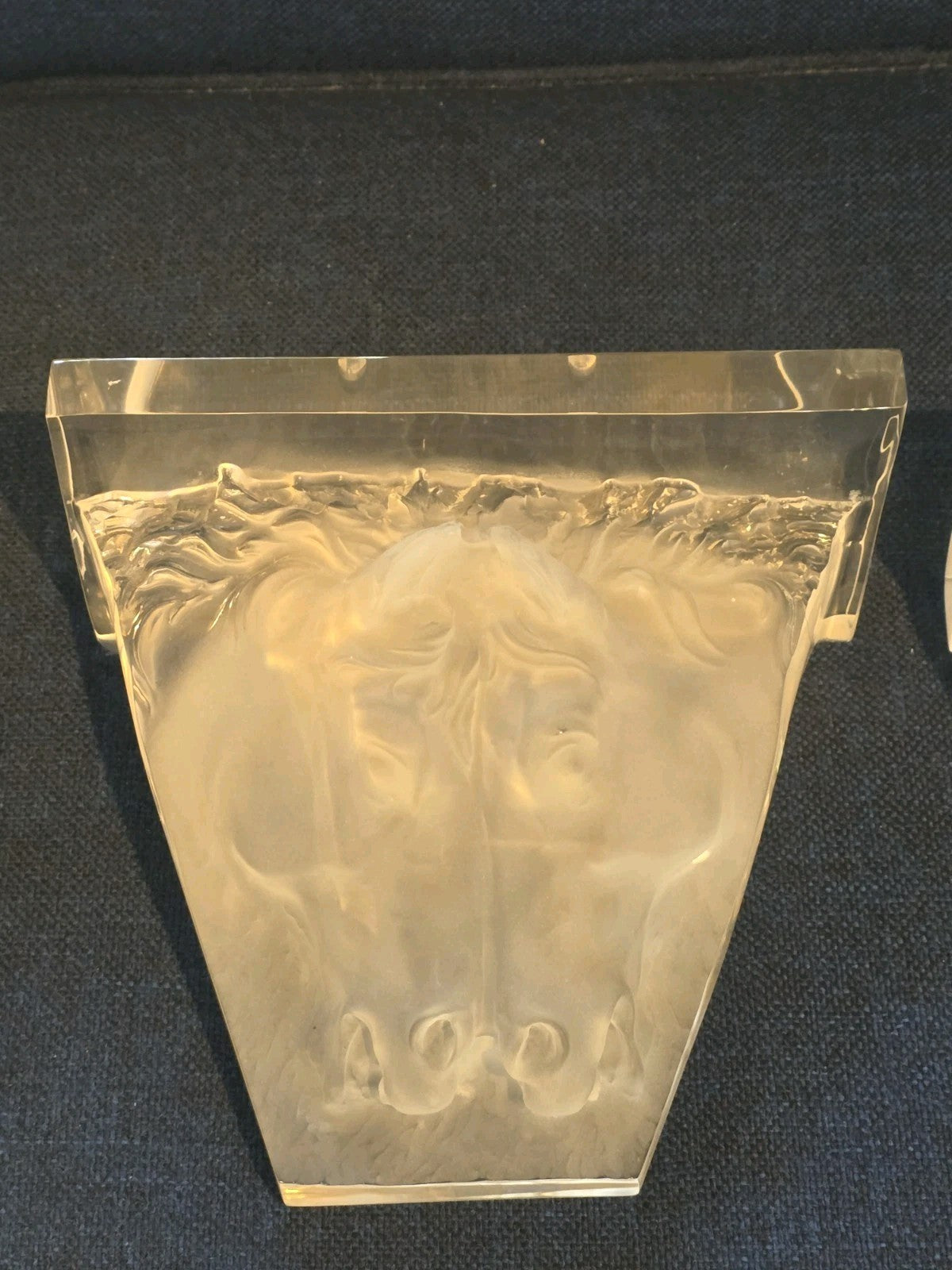 Gorgeous Vintage Lucite Wall Sculpture Bracket, Sconce, Pair of Horses Heads