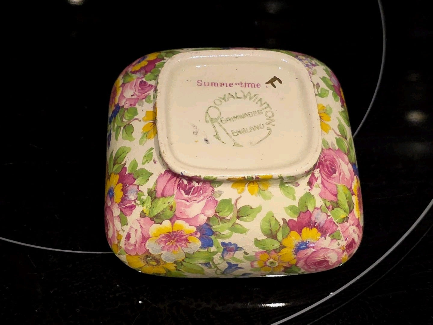 Vintage Royal Winton Grimwades "Summertime" Chintz Small Square Bowl