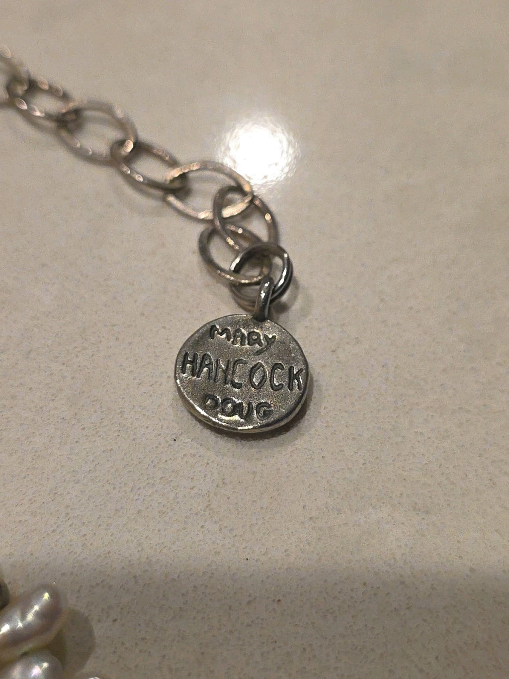 Vtg Sterling Mummy Necklace Choker MARY & DOUG HANCOCK Signed Freshwater Pearl