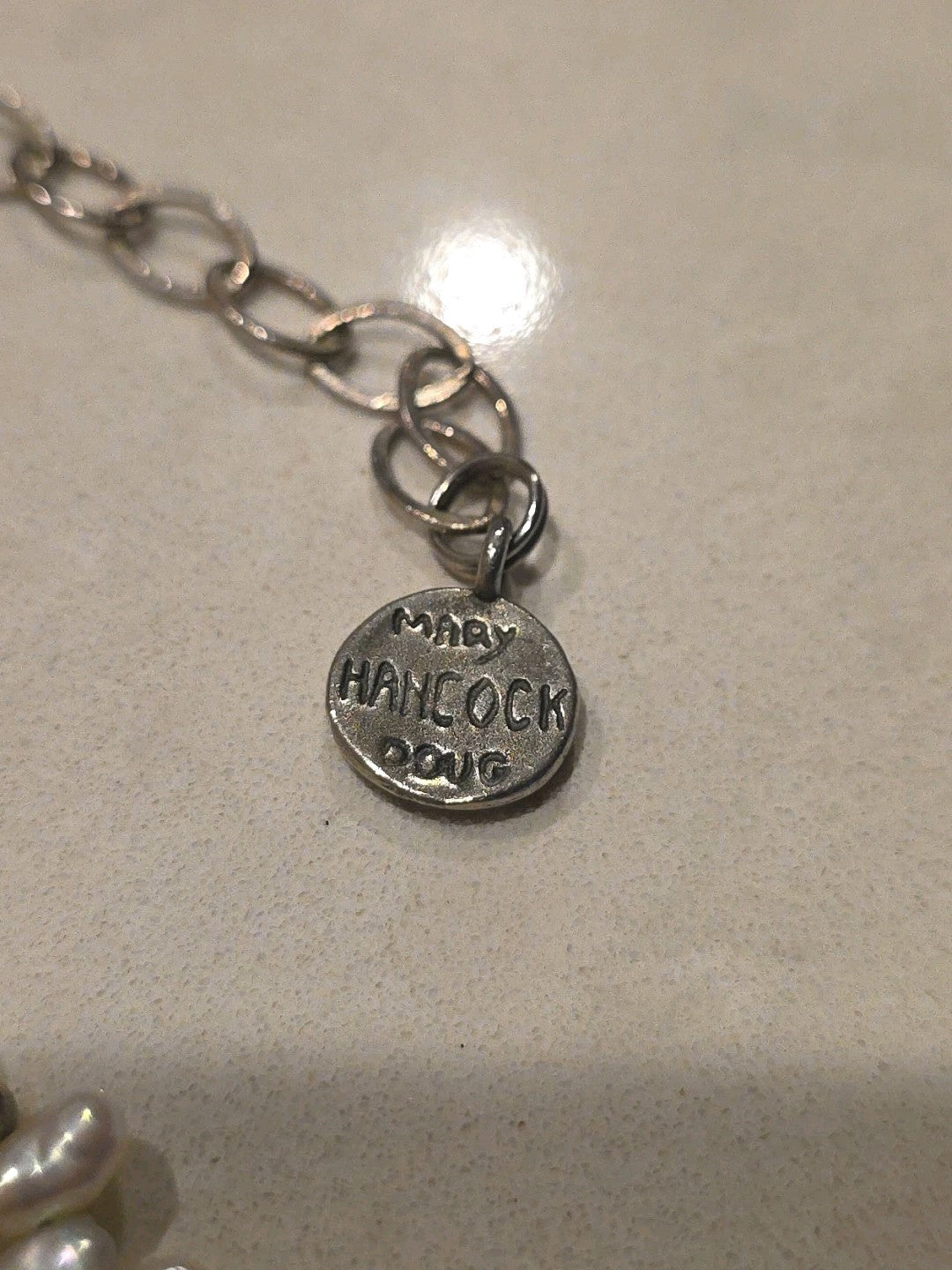 Vtg Sterling Mummy Necklace Choker MARY & DOUG HANCOCK Signed Freshwater Pearl