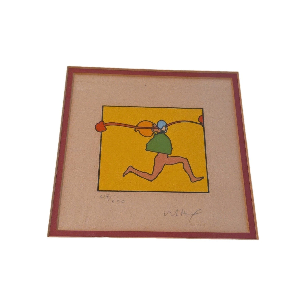 1970s Peter Max "Entering Yellow" Signed and Numbered Lithograph - Framed