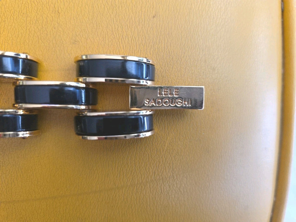 Lele Sadoughi 7 3/4" Braclet Gold Plated & Onyx Stone  Braclet