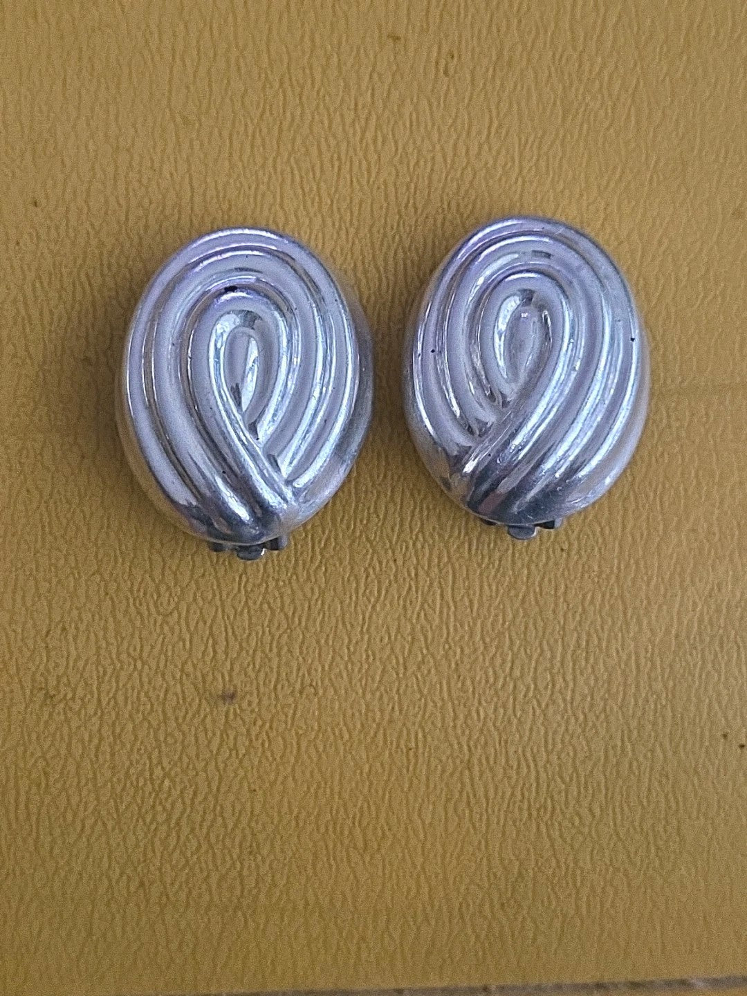 Vintage Large Modernist LOS BALLESTEROS MEXICO Sterling Silver Clip On Earrings