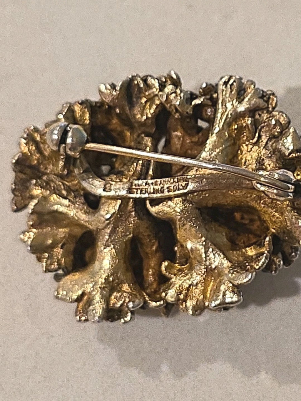 TILIA DENMARK 925 Silver  Vintage Sculpted Floral Design Brooch Pin
