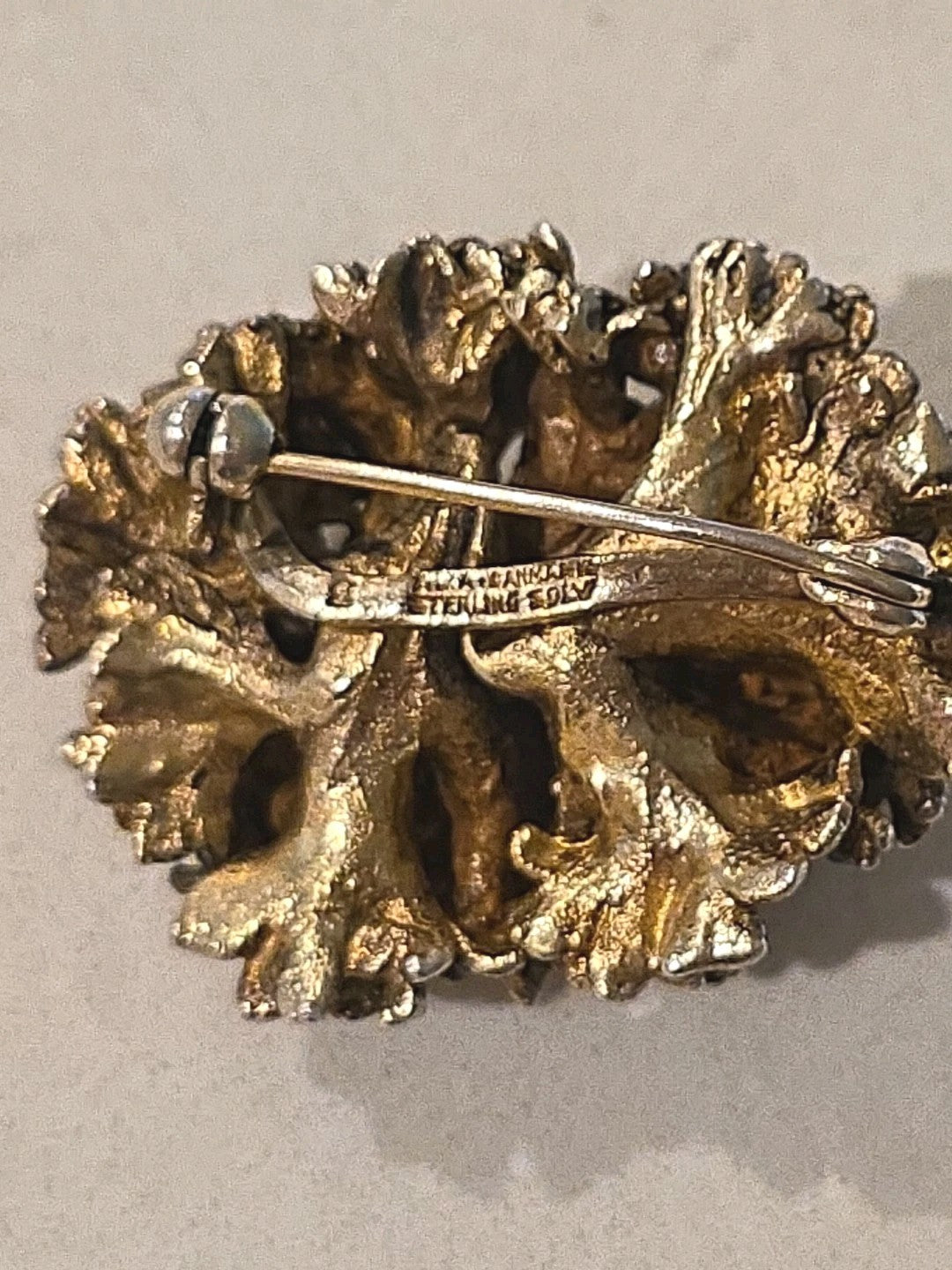 TILIA DENMARK 925 Silver  Vintage Sculpted Floral Design Brooch Pin