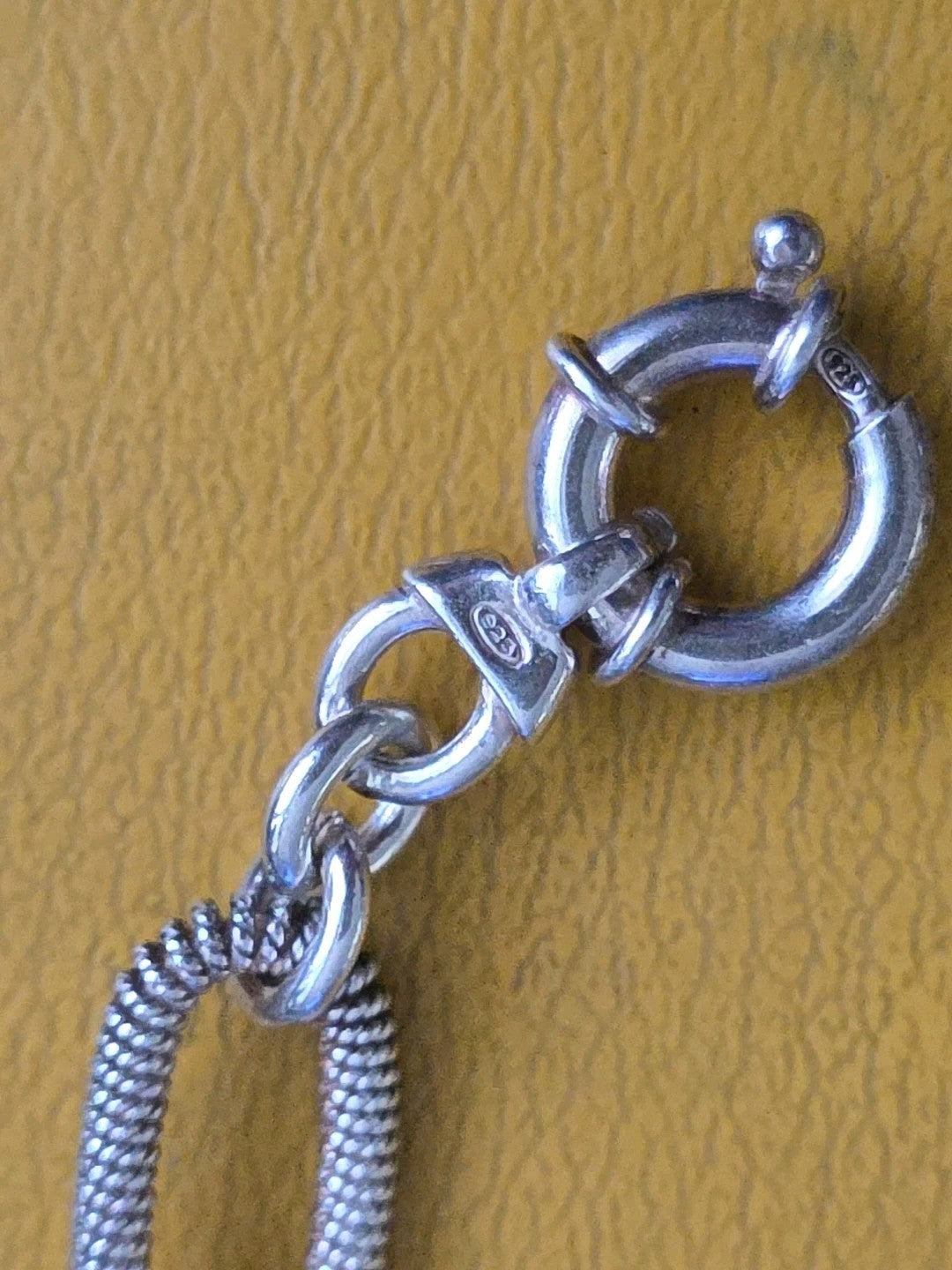 925 Sterling Silver Italy Twisted Design Oval Link Bracelet Heavy Chunky