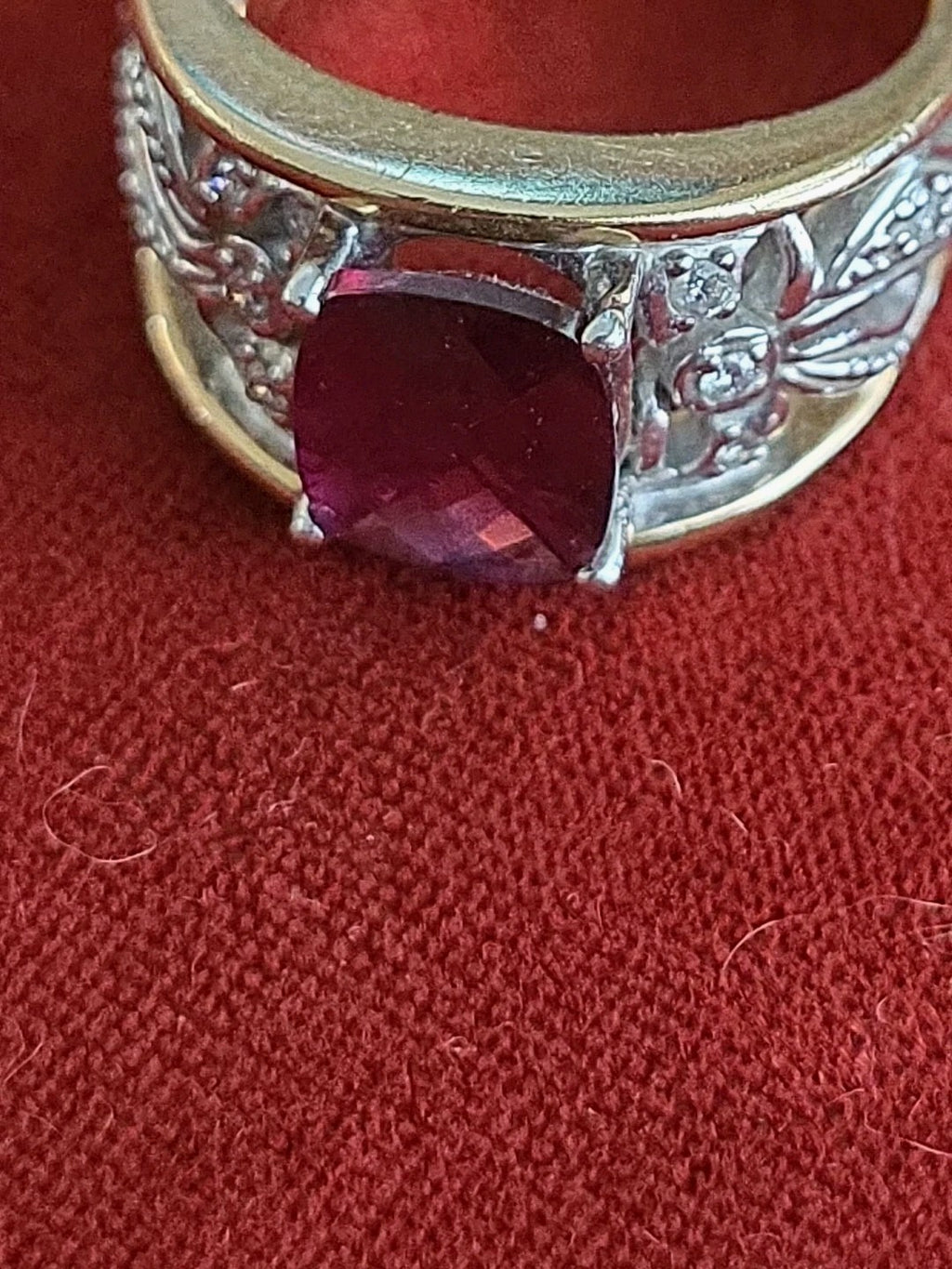 Rubellite Tourmaline 14k Yellow Gold Estate Ring with Diamonds In White Gold