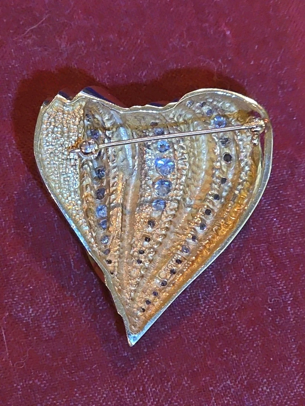 Huge 2ct Diamonds 14k Yellow Gold Heart Pin Brooch Pendant