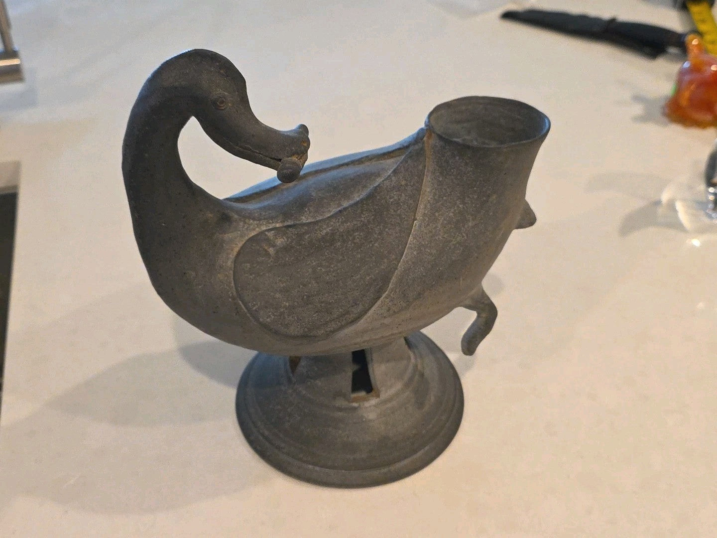 Midcentury Studio Art Pottery Figural Duck Vessel Sculpture Pitcher