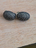 Beautiful A Sterling Silver 925 Marcasite Clip On Earrings
