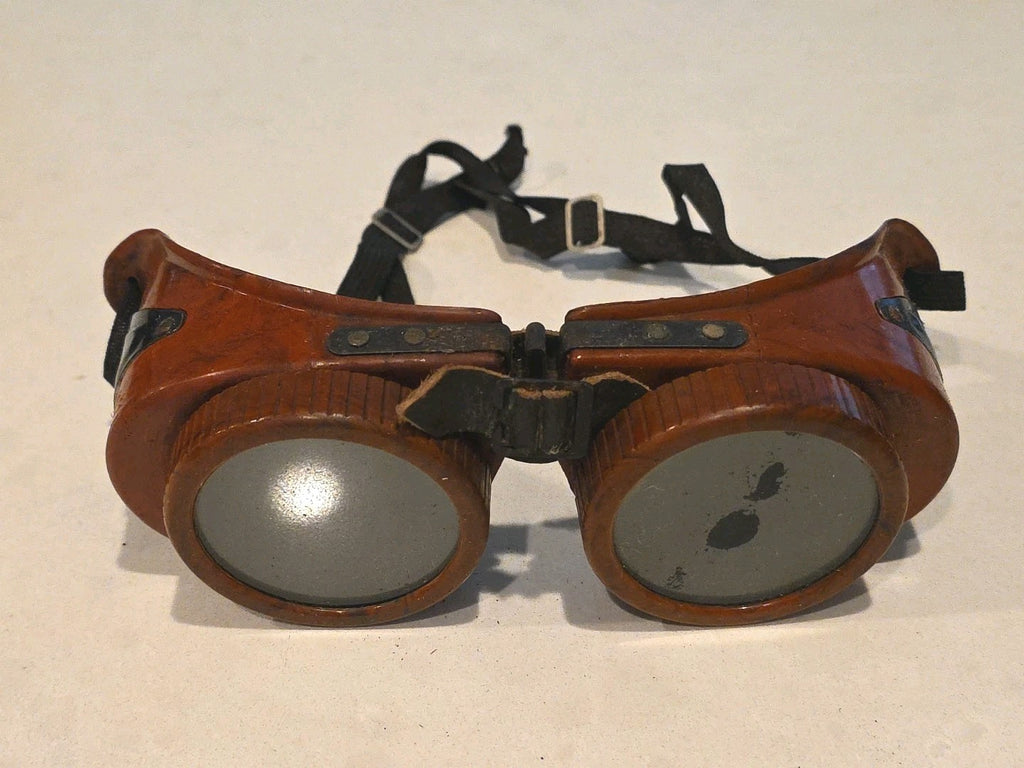 Vintage Jackson Products Burgundy Bakelite Welding Steampunk Original Goggles