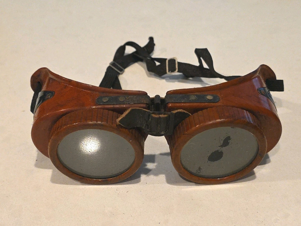Vintage Jackson Products Burgundy Bakelite Welding Steampunk Original Goggles
