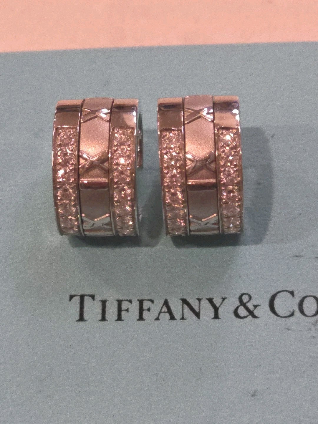 TIFFANY & Co. Atlas 18K White Gold Diamond Hoop Earrings