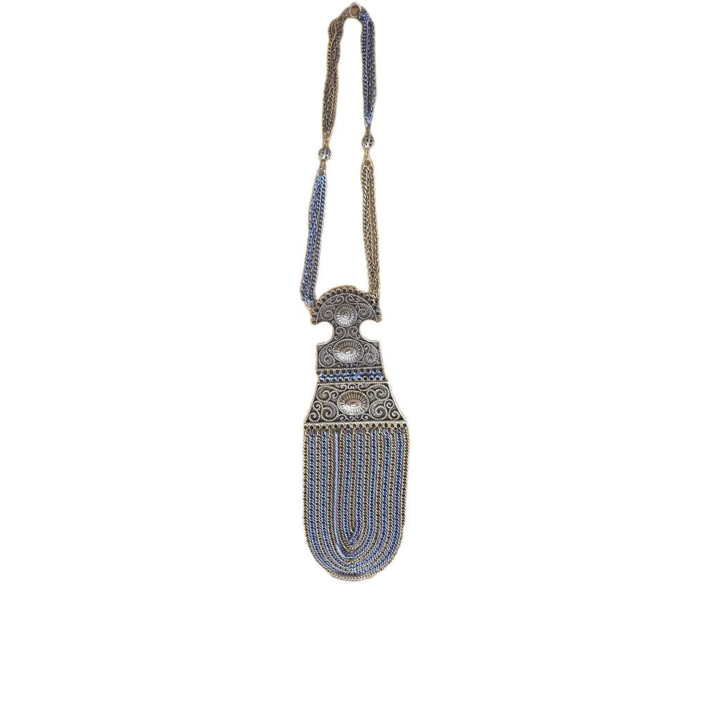 Vintage Silver Tone Etruscan Necklace