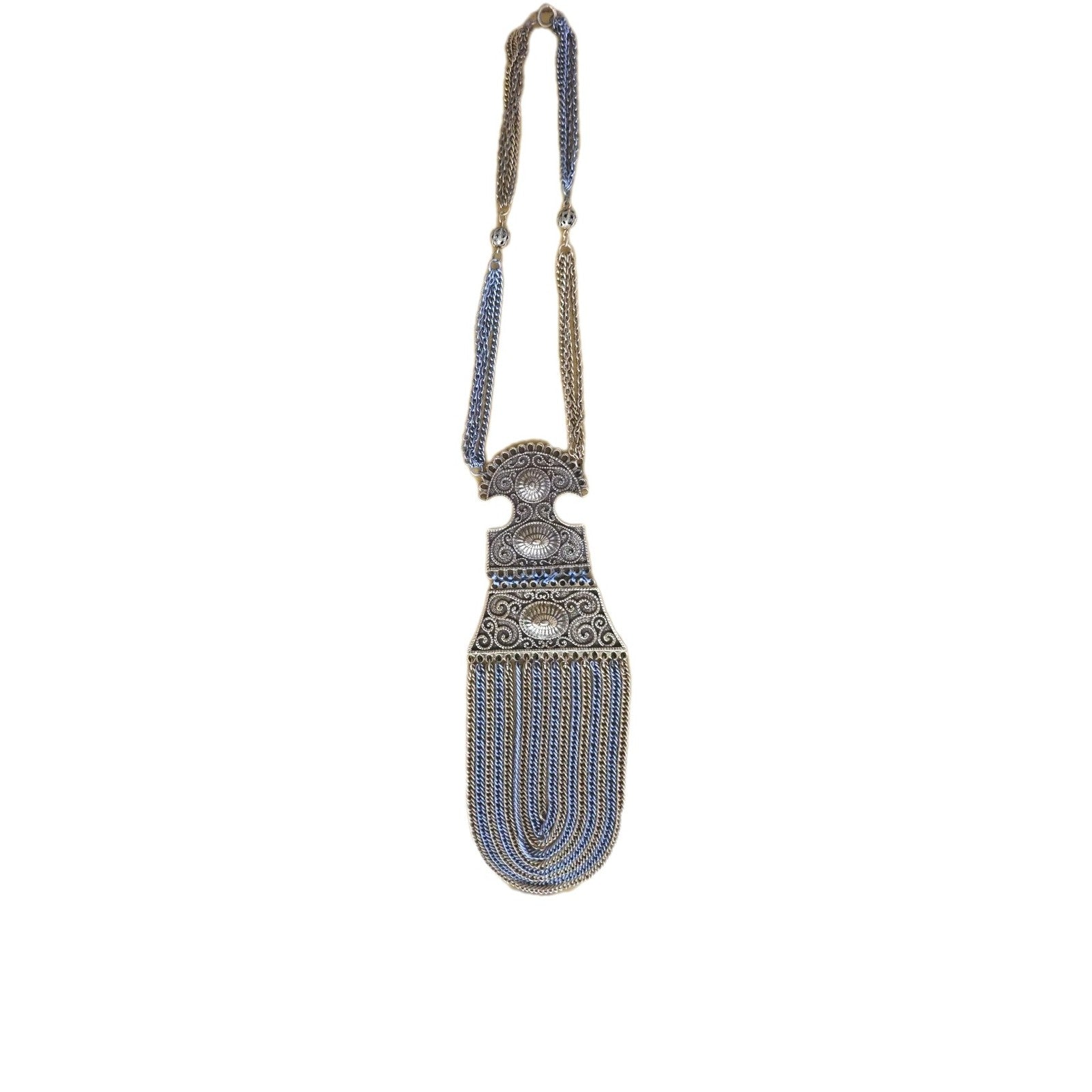Vintage Silver Tone Etruscan Necklace