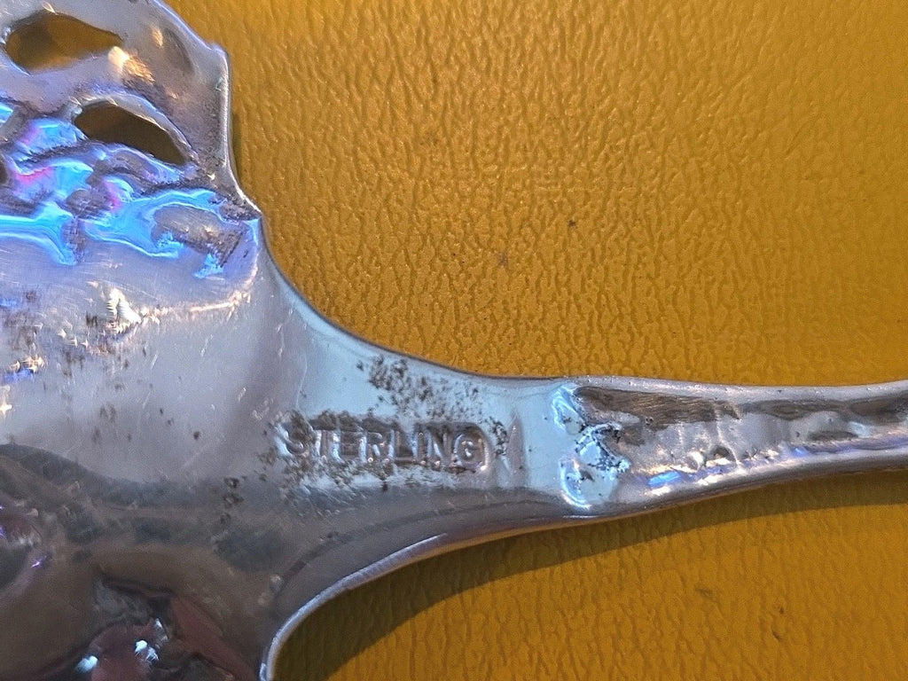 Bridal Rose by Alvin Sterling Silver Fish Serving Fork Pierced 10 1/2" Vintage