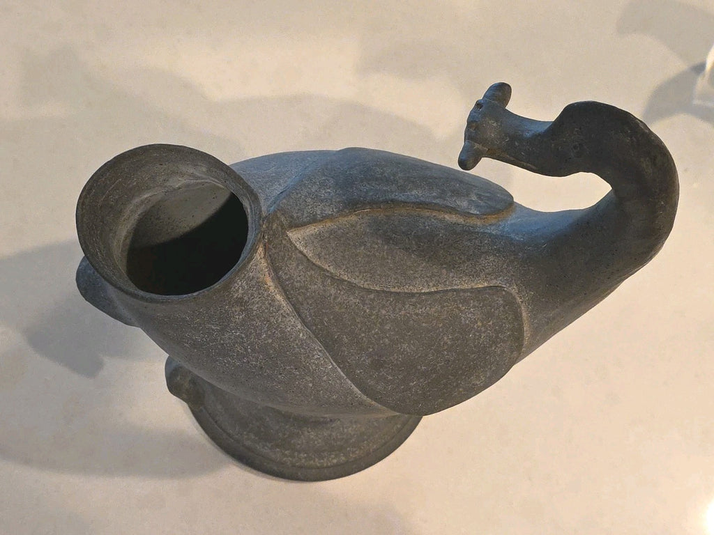 Midcentury Studio Art Pottery Figural Duck Vessel Sculpture Pitcher
