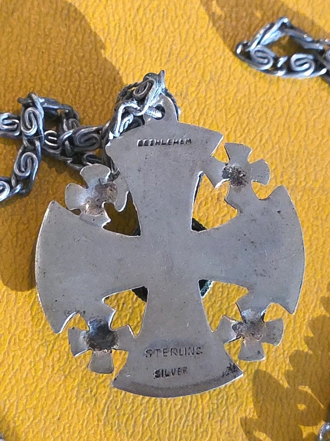 Bethlehem Jordan Jerusalem Cross Sterling Silver Pendant